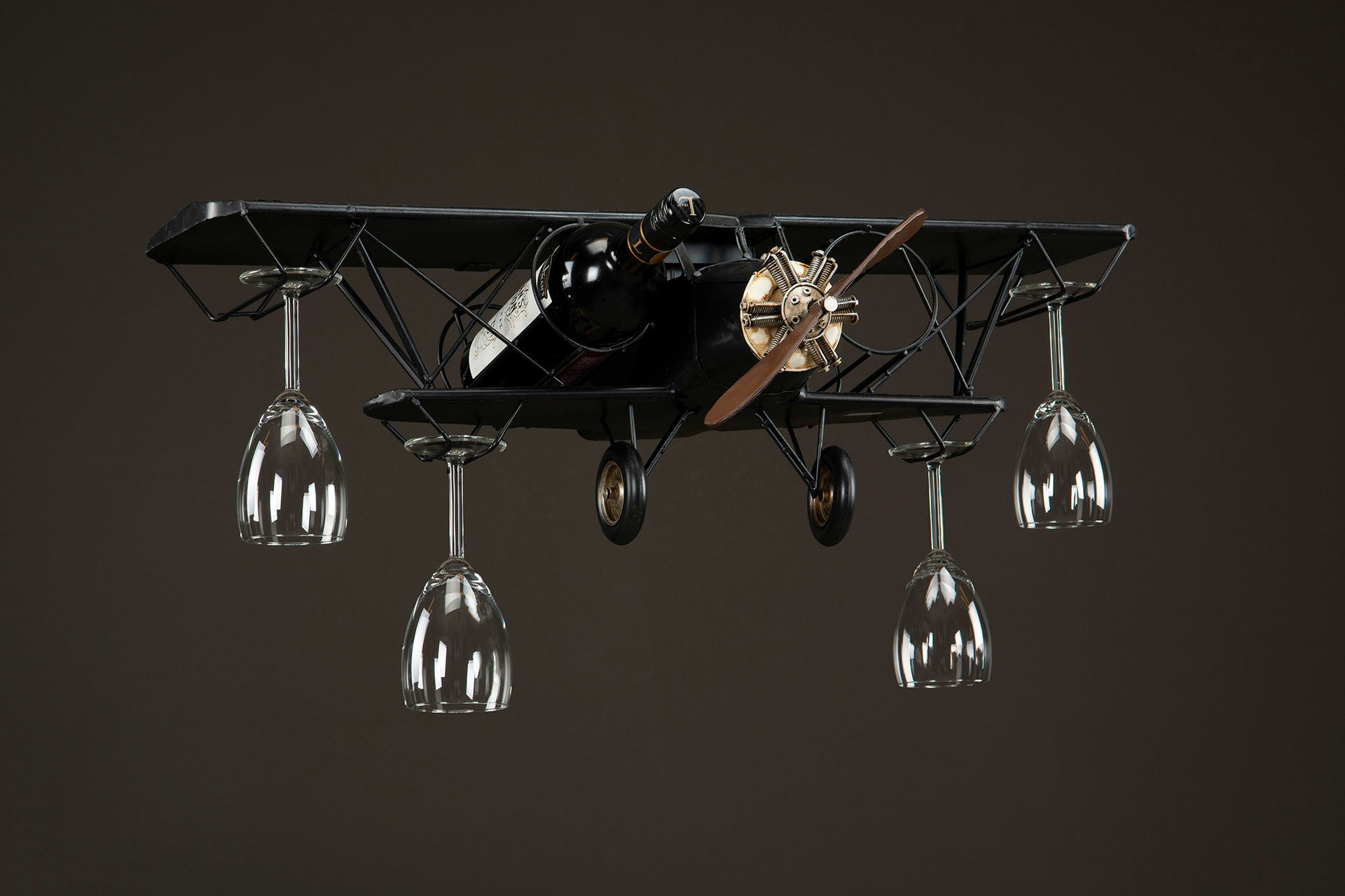 Flygplan Glas / Flaskhållare Metall