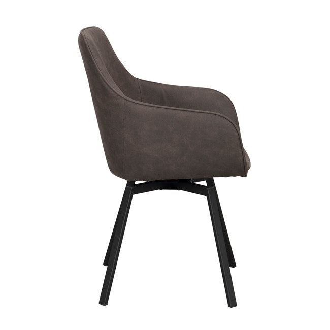 Alison karmstol snurr - Grå microfiber