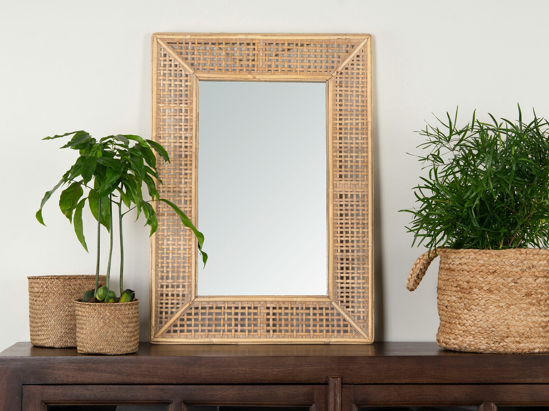 Spegel Rektangle Bambu Natur
